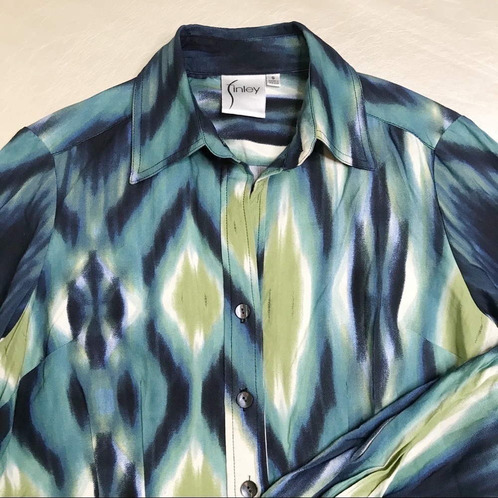 Finley Amanda Drawstring Button Close Top Sz S - image 3